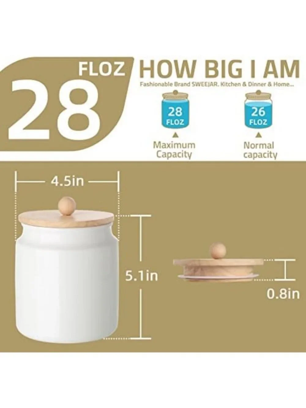 Airtight Ceramic Kitchen Canisters Set - 28oz Porcelain Food Storage Jars